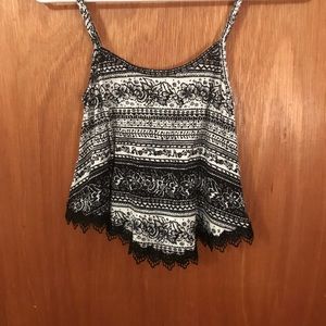 LA Hearts Black and White Crop Top